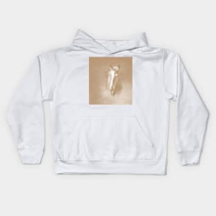 Horse emerging from the mist in iced coffee beige Kids Hoodie